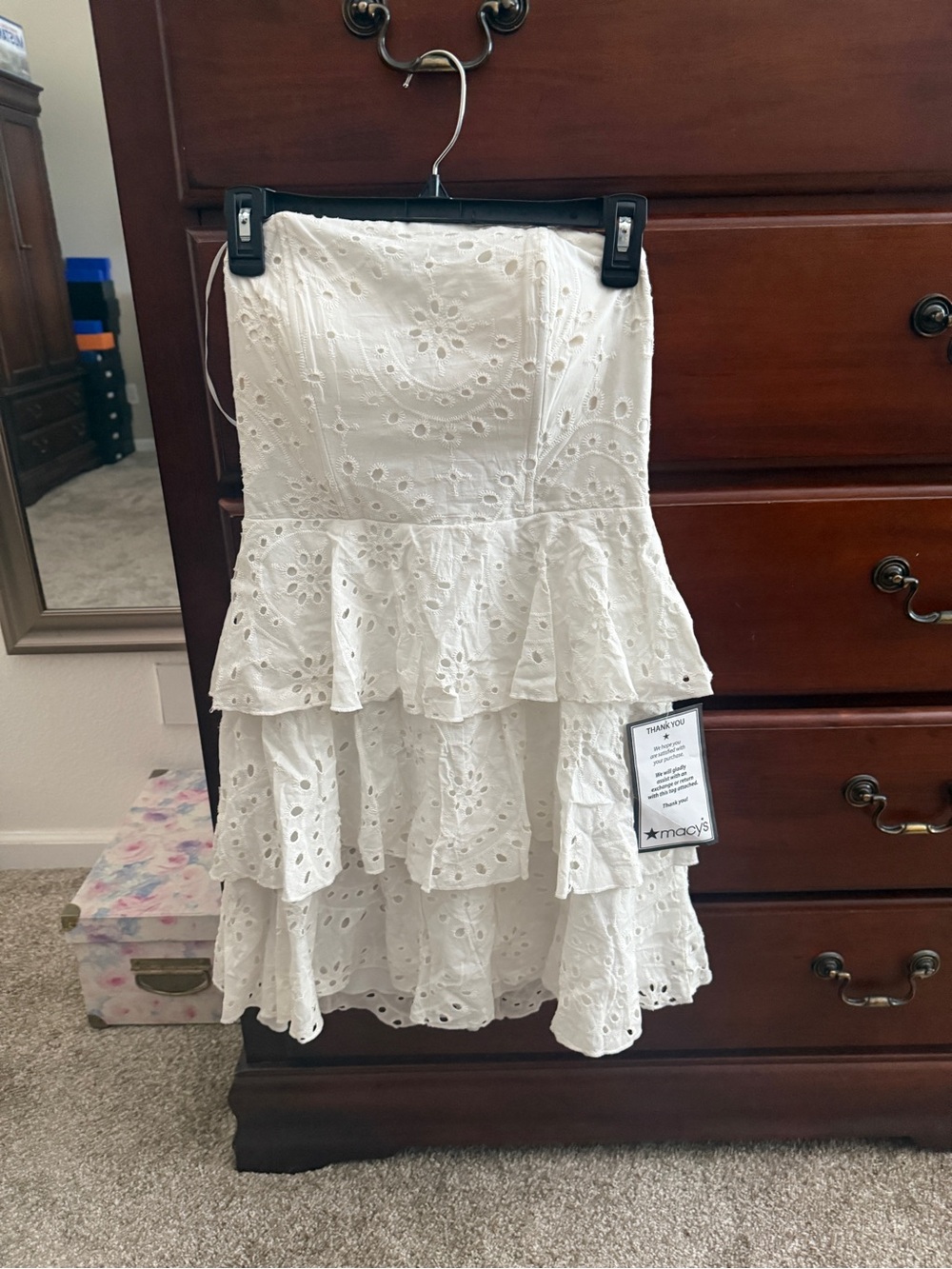 Speechless White Eyelet Strapless Tiered Mini Size 7 NWT